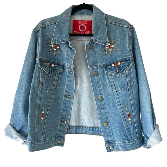 Gazos Jackets & Blazers - Y2K Jewel Embellished Vintage Style Jean Jacket